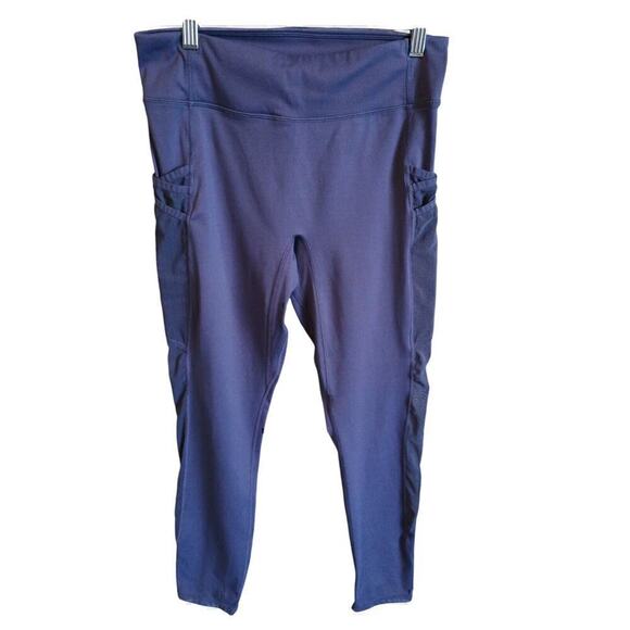 Fabletics Navy 7/8 Leggings Mesh Side Panel Pocket Small - Picture 5 of 7